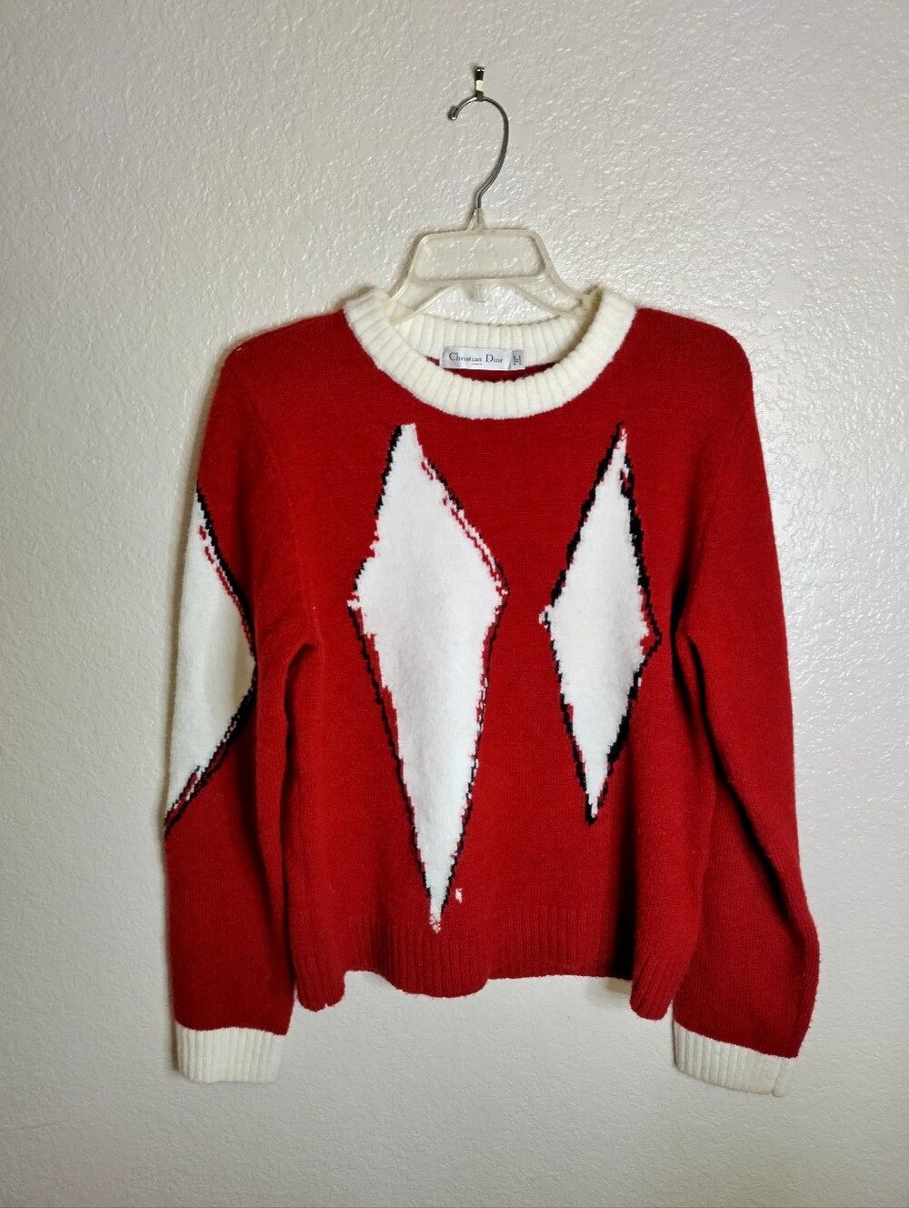 Christian Dior Abstract Crew Neck Cashmere/Wool Sweater Sz 4